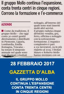 Il gruppo Mollo continua l'espansione, conta trenta centri in cinque regioni