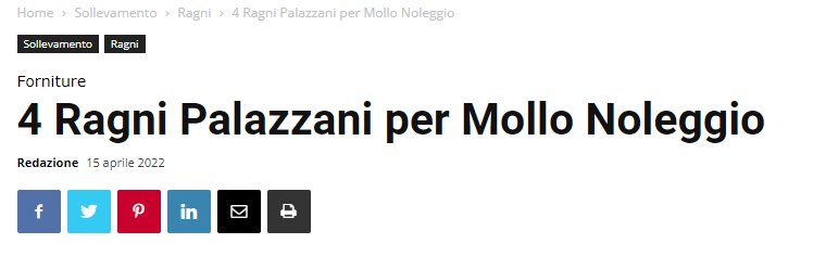 4 Ragni Palazzani Per Mollo Noleggio