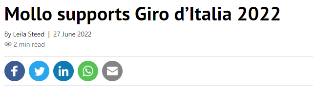 Mollo Supports Giro D Italia 2022