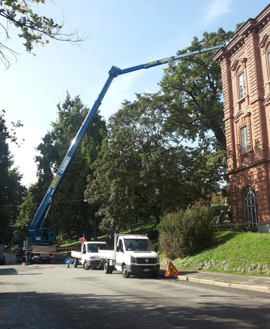 Mollo Noleggio piattaforma autocarrata per interventi di ristrutturazione al Castello del Parco Valentino Torino