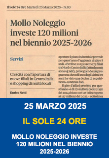 Copertina Il Sole 24 Ore Mollo Noleggio Investe 120 Milioni Nel Biennio 2025 2026
