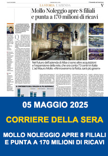 Copertina Corriere Della Sera Mollo Noleggio Apre 8 Filiali E Punta A 170 Milioni Di Ricavi
